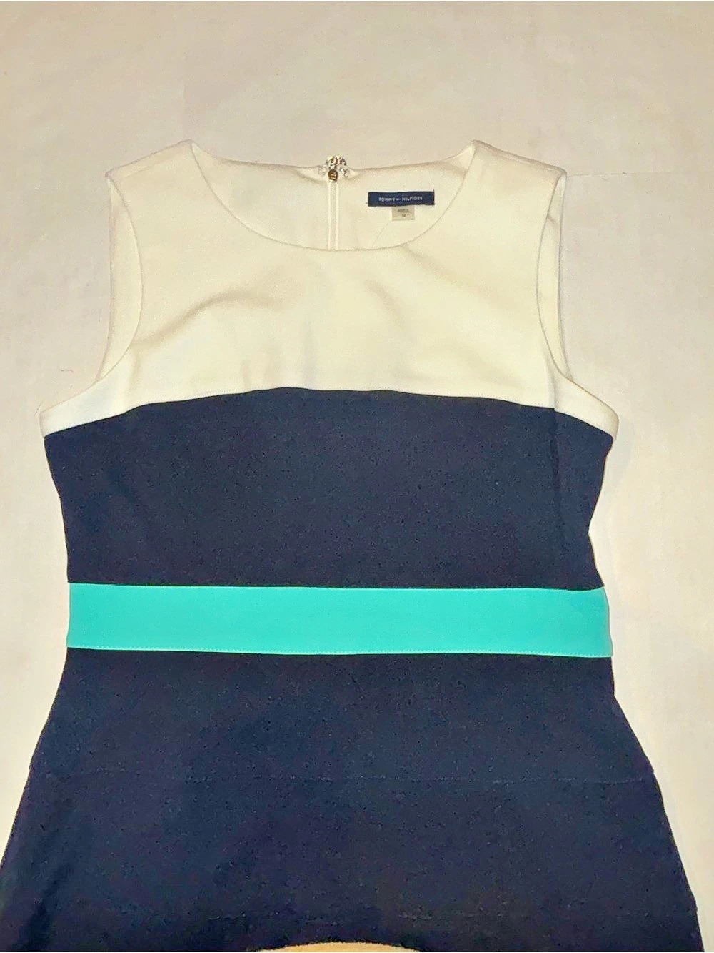 Tommy Hilfiger Colorblock Sheath Dress Mini Dress Black & White Medium
